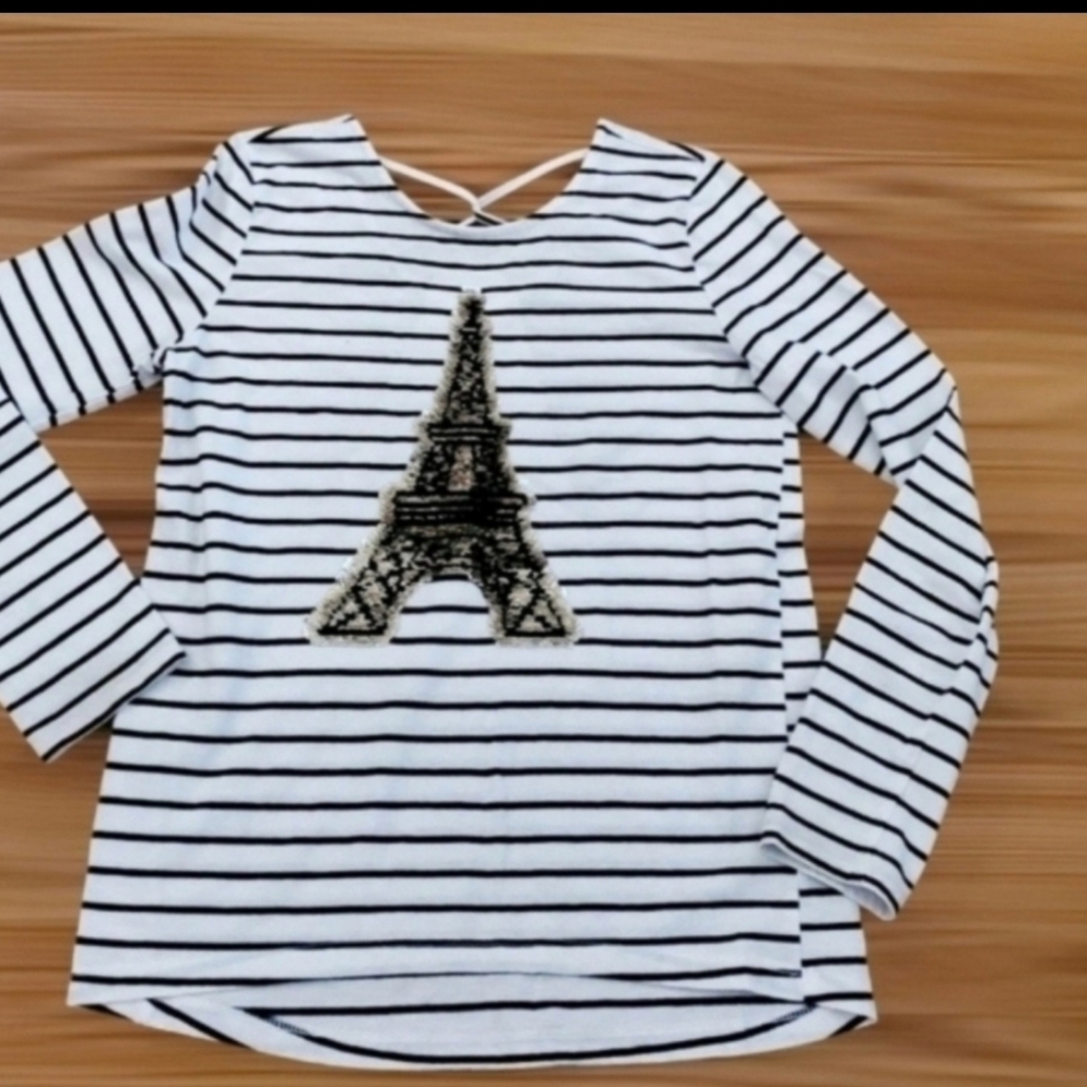 Girls (14) White/Black Paris Tee